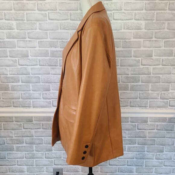 Avec Les Filles Camel Vegan Leather Darlene Oversized Blazer Jacket XL Classic - Picture 9 of 9
